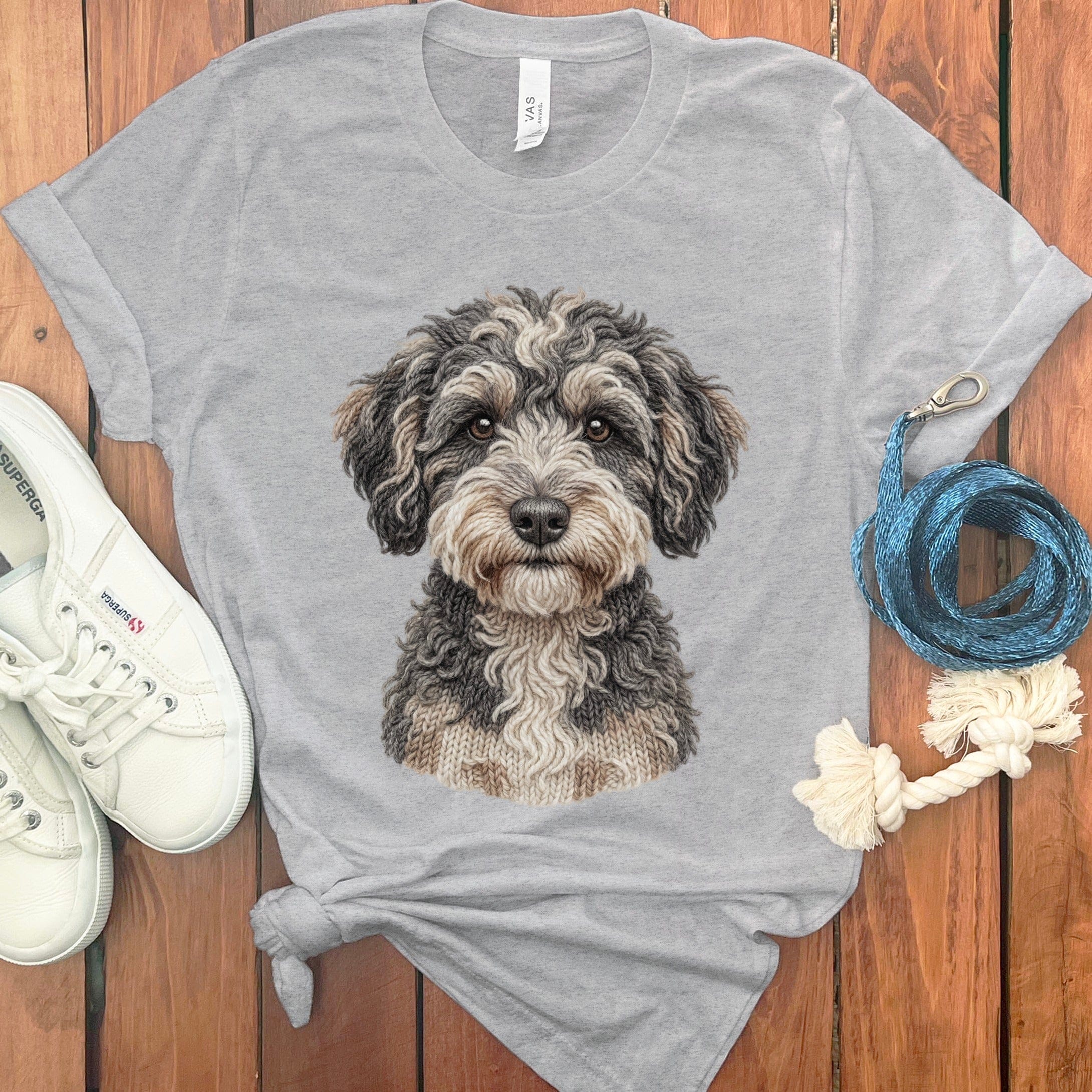 Schnoodle Faux Yarn Knit T-Shirt in Athletic Heather / S by Puppy Jo