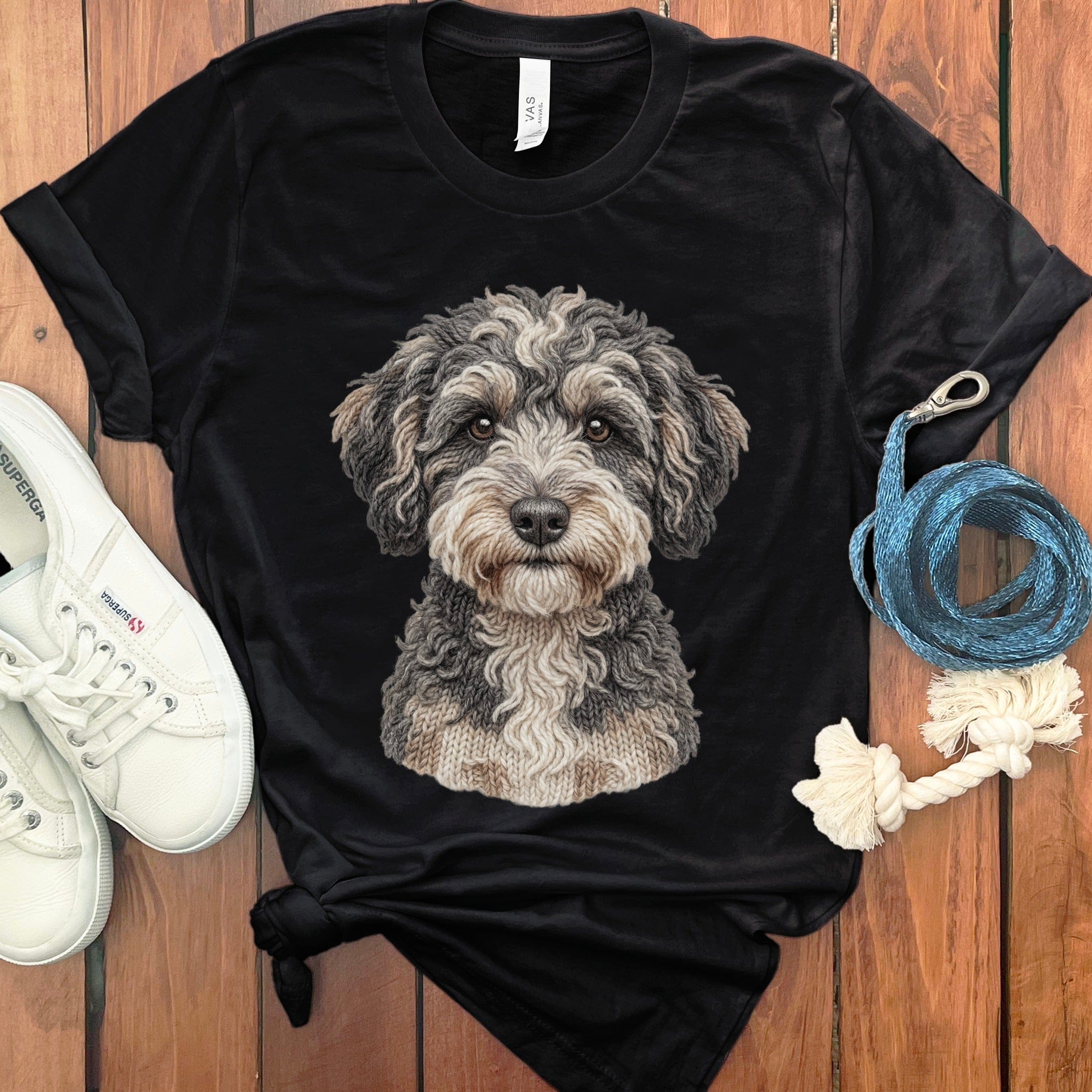 Schnoodle Faux Yarn Knit T-Shirt in Black / S by Puppy Jo
