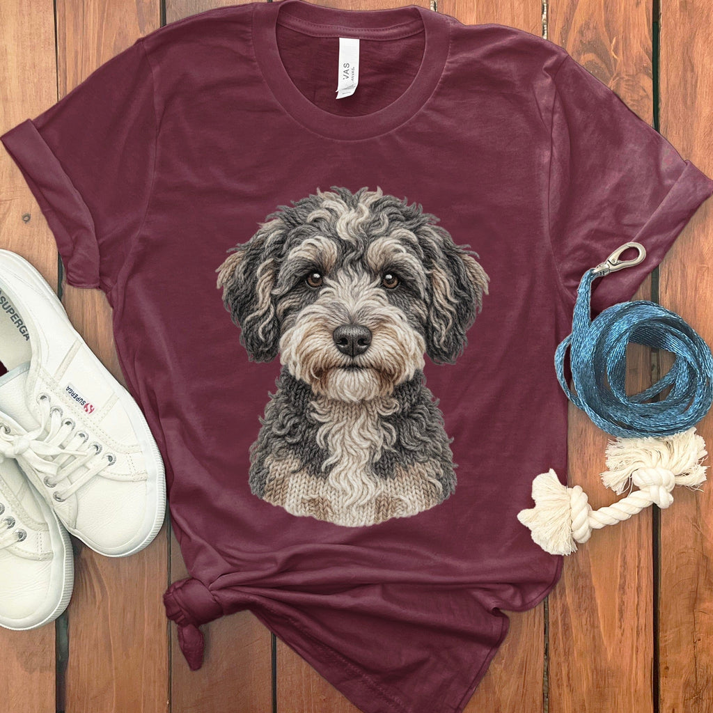 Schnoodle Faux Yarn Knit T-Shirt in Maroon / S by Puppy Jo