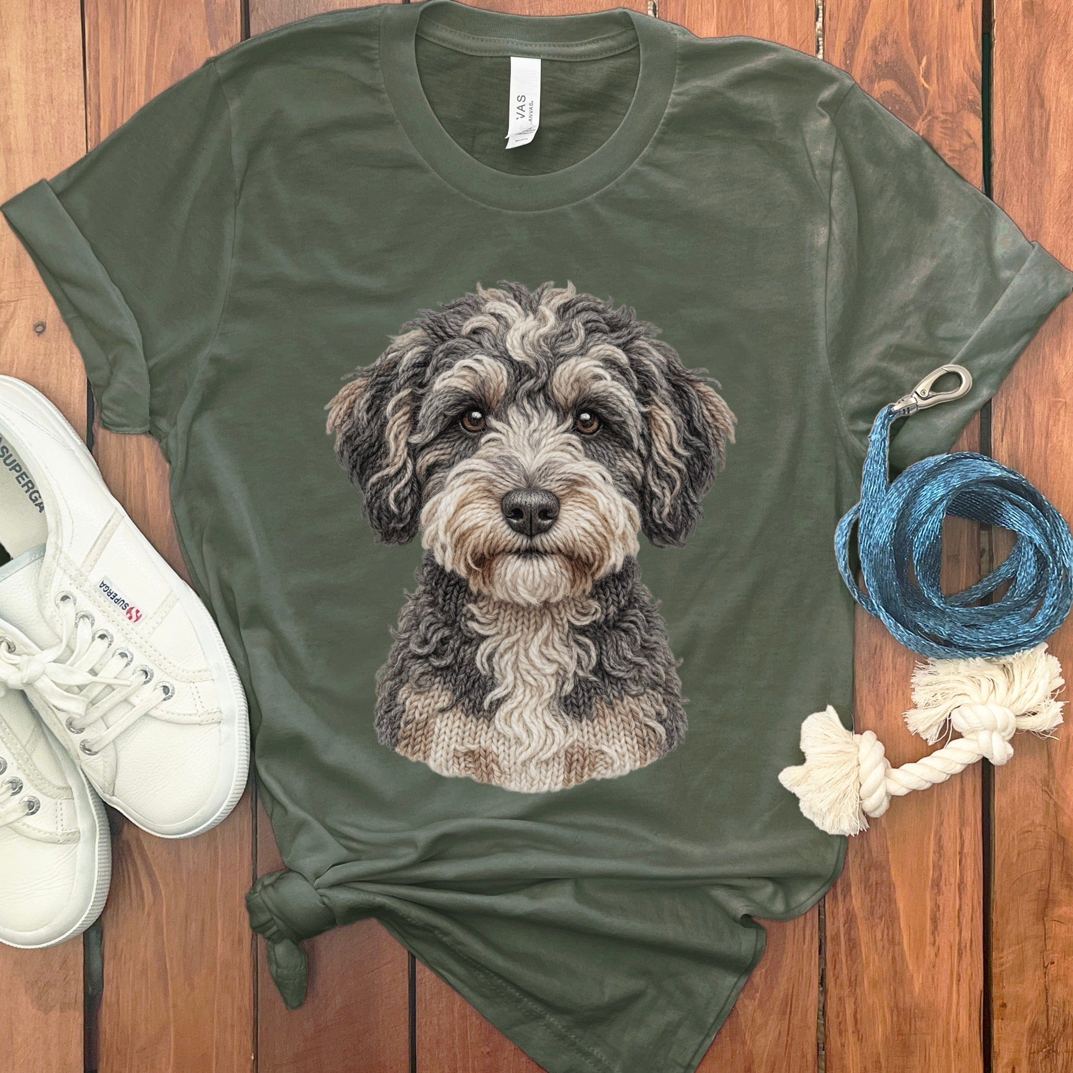 Schnoodle Faux Yarn Knit T-Shirt in Military Green / S by Puppy Jo