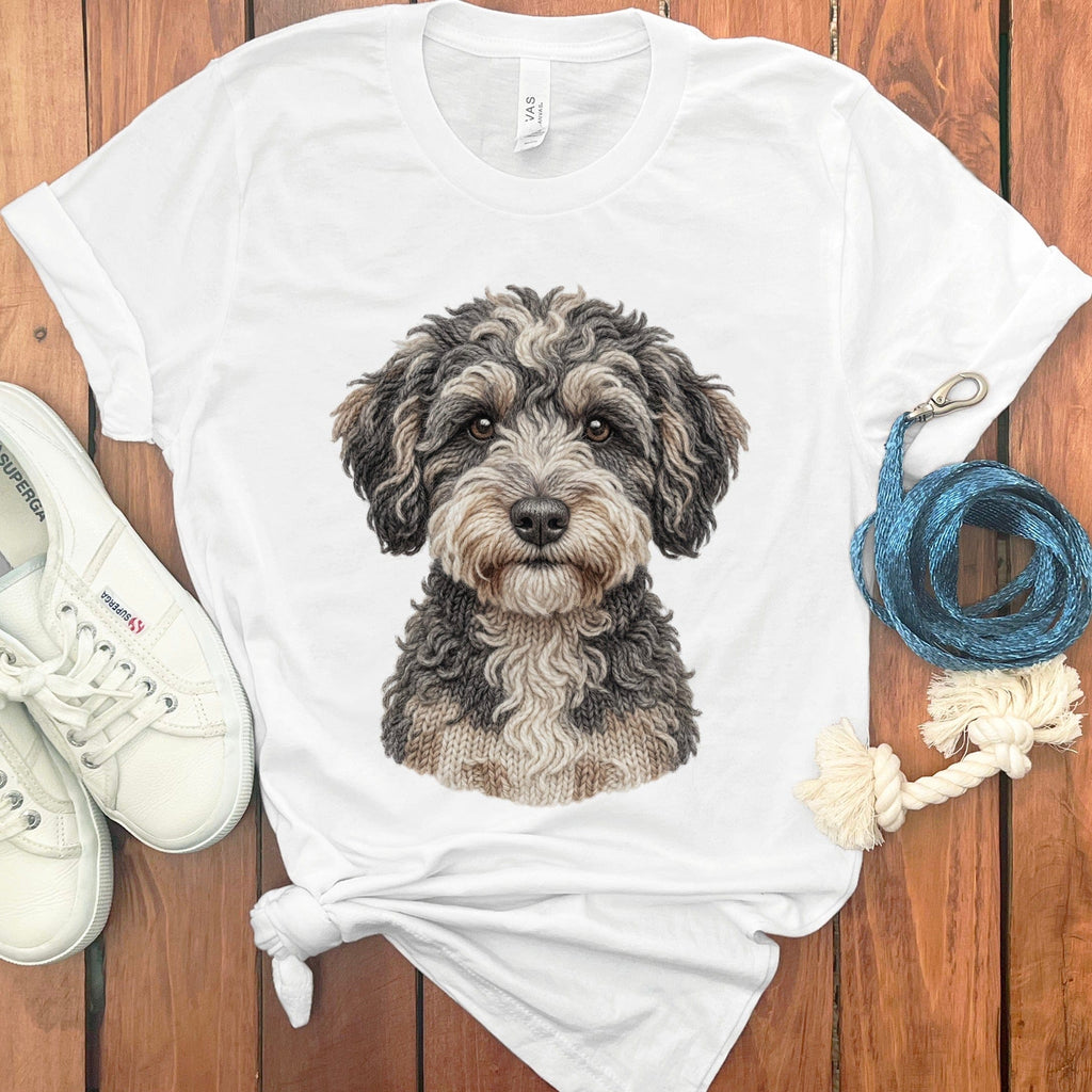 Schnoodle Faux Yarn Knit T-Shirt in White / S by Puppy Jo