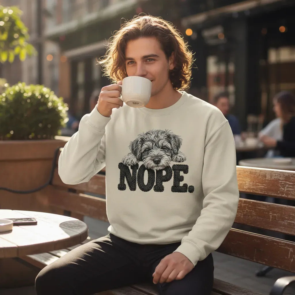 Schnoodle Faux Yarn Nope Sweatshirt in by Puppy Jo