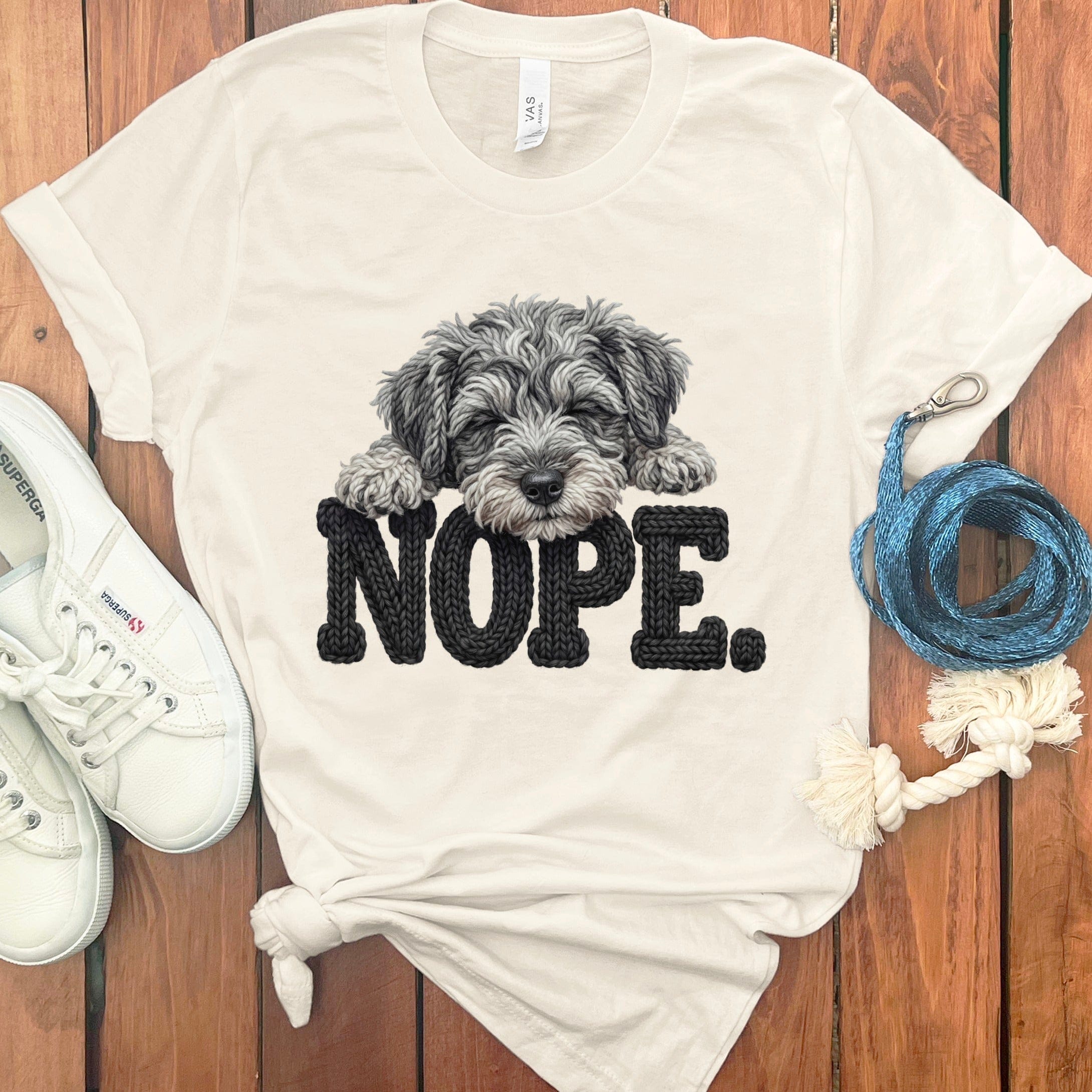 Schnoodle Faux Yarn Nope T-Shirt in Natural / S by Puppy Jo