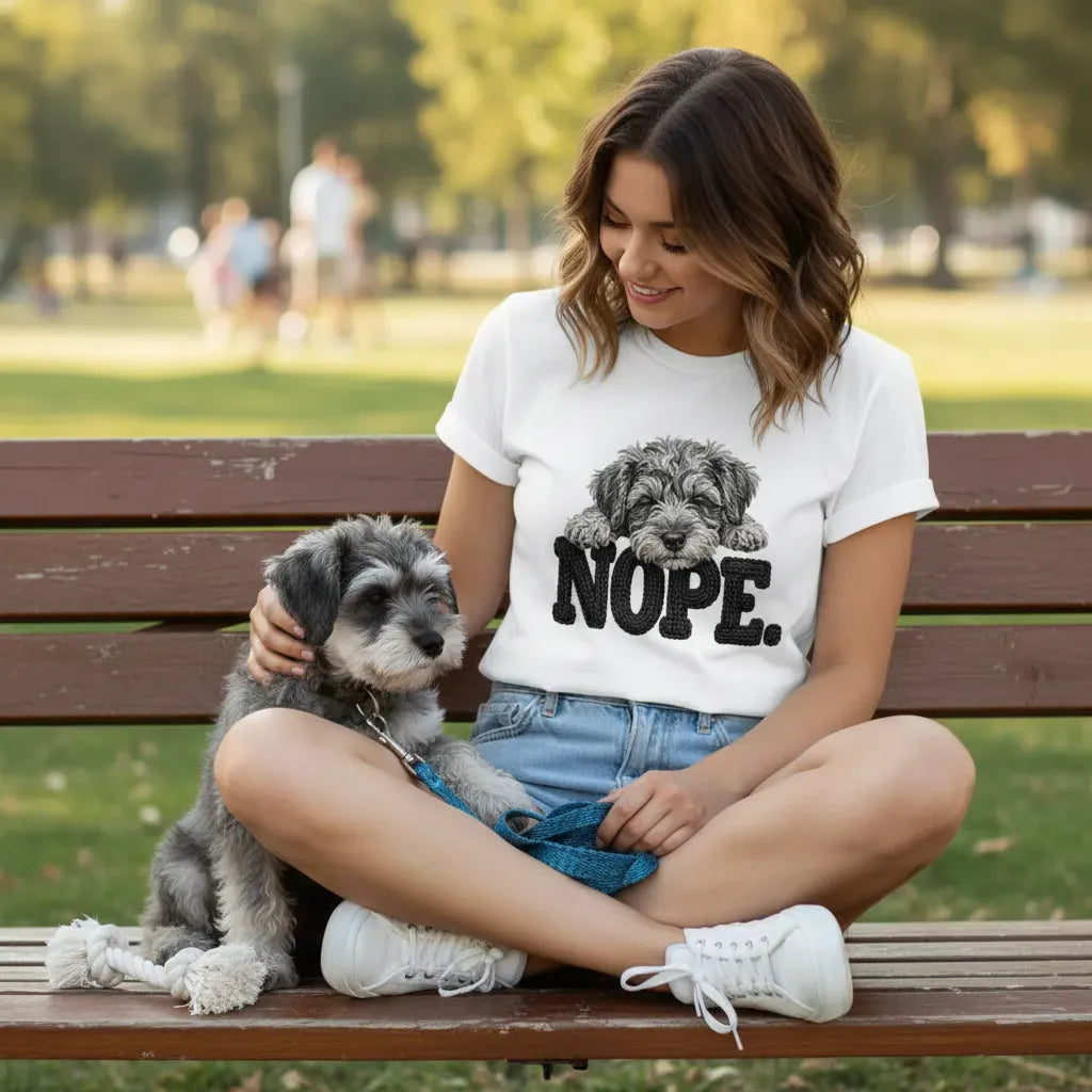 Schnoodle Faux Yarn Nope T-Shirt in by Puppy Jo