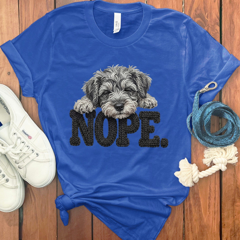 Schnoodle Faux Yarn Nope T-Shirt in True Royal / S by Puppy Jo