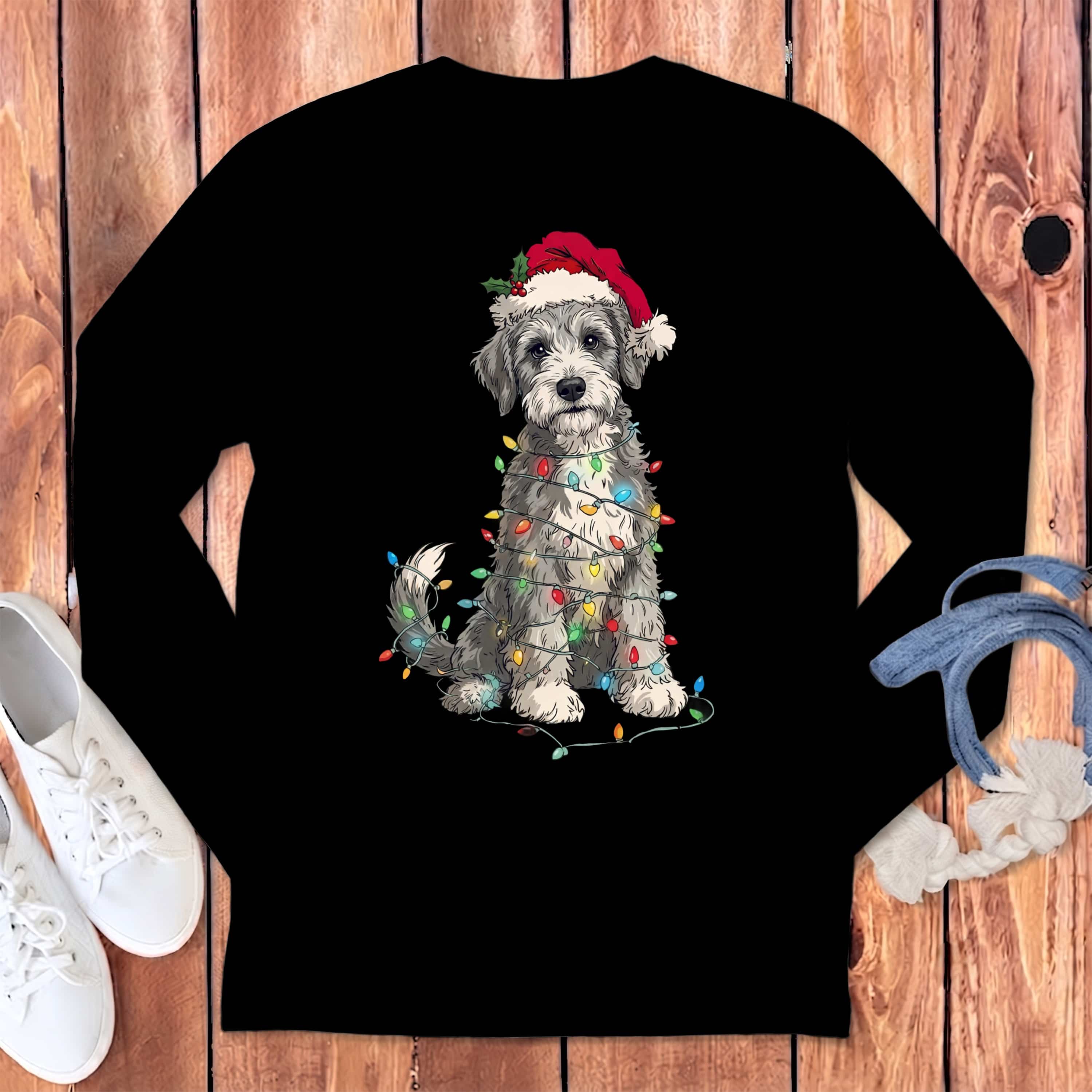 Schnoodle Holiday Long Sleeve T-Shirt in Black / S by Puppy Jo