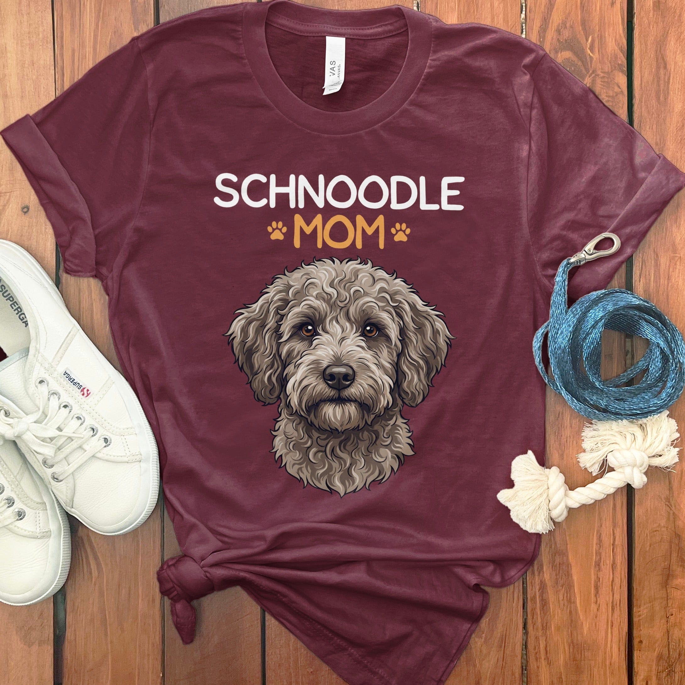 Schnoodle Mom Paw T-Shirt in Maroon / S by Puppy Jo