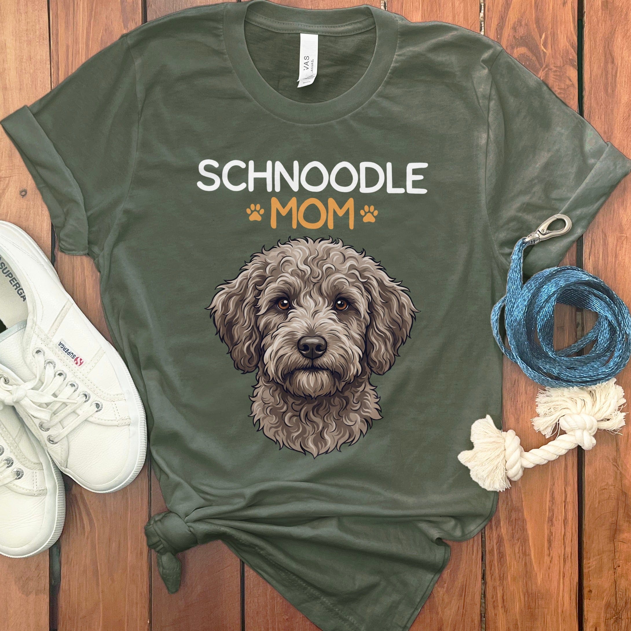 Schnoodle Mom Paw T-Shirt in Military Green / S by Puppy Jo