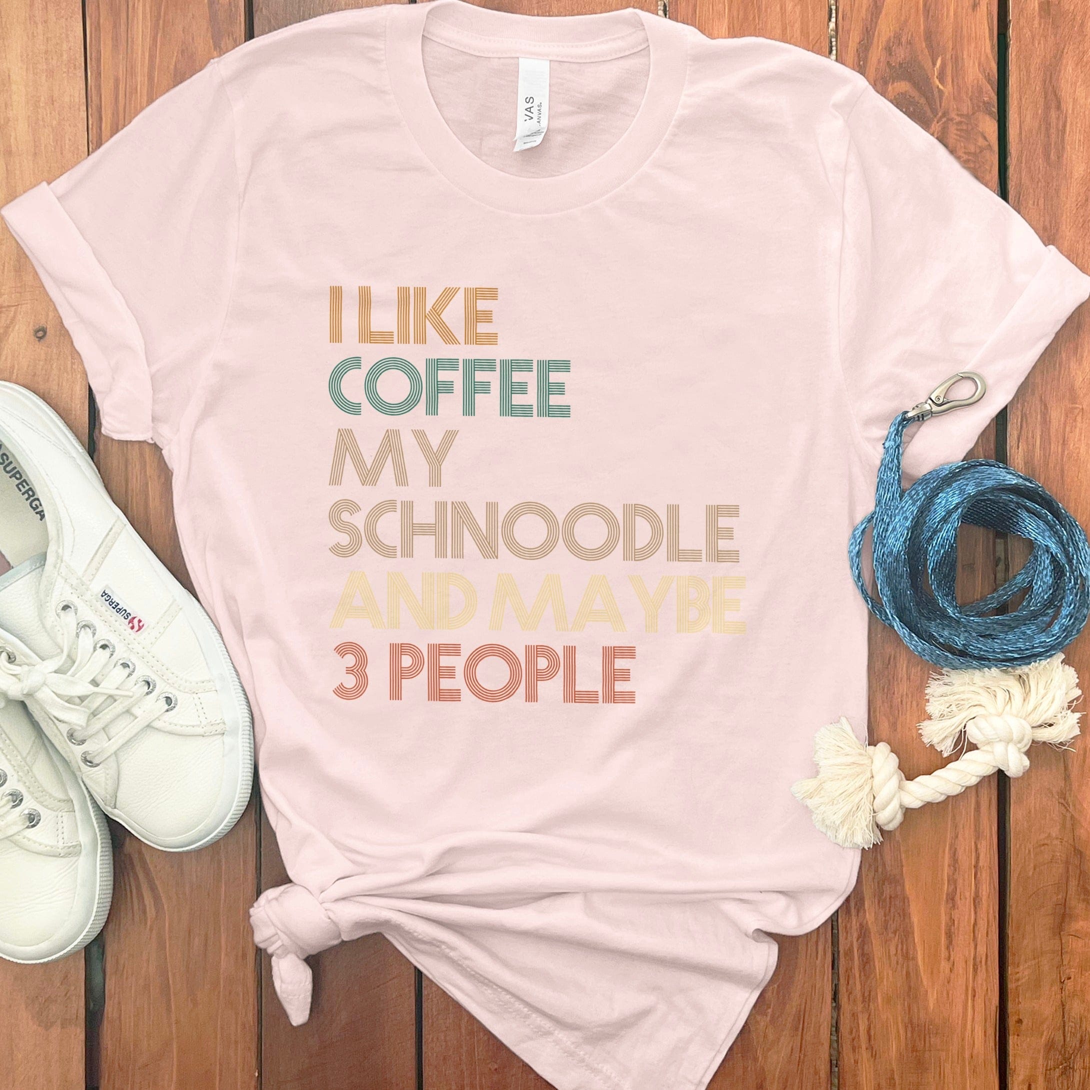 Schnoodle Three People T-Shirt in Soft Pink / S by Puppy Jo