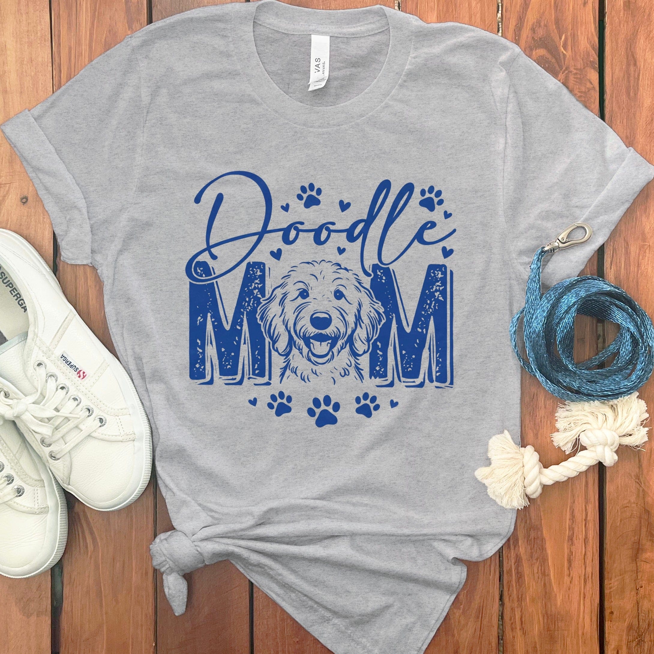 Script Doodle Mom Heart T-Shirt in Athletic Heather / S by Puppy Jo