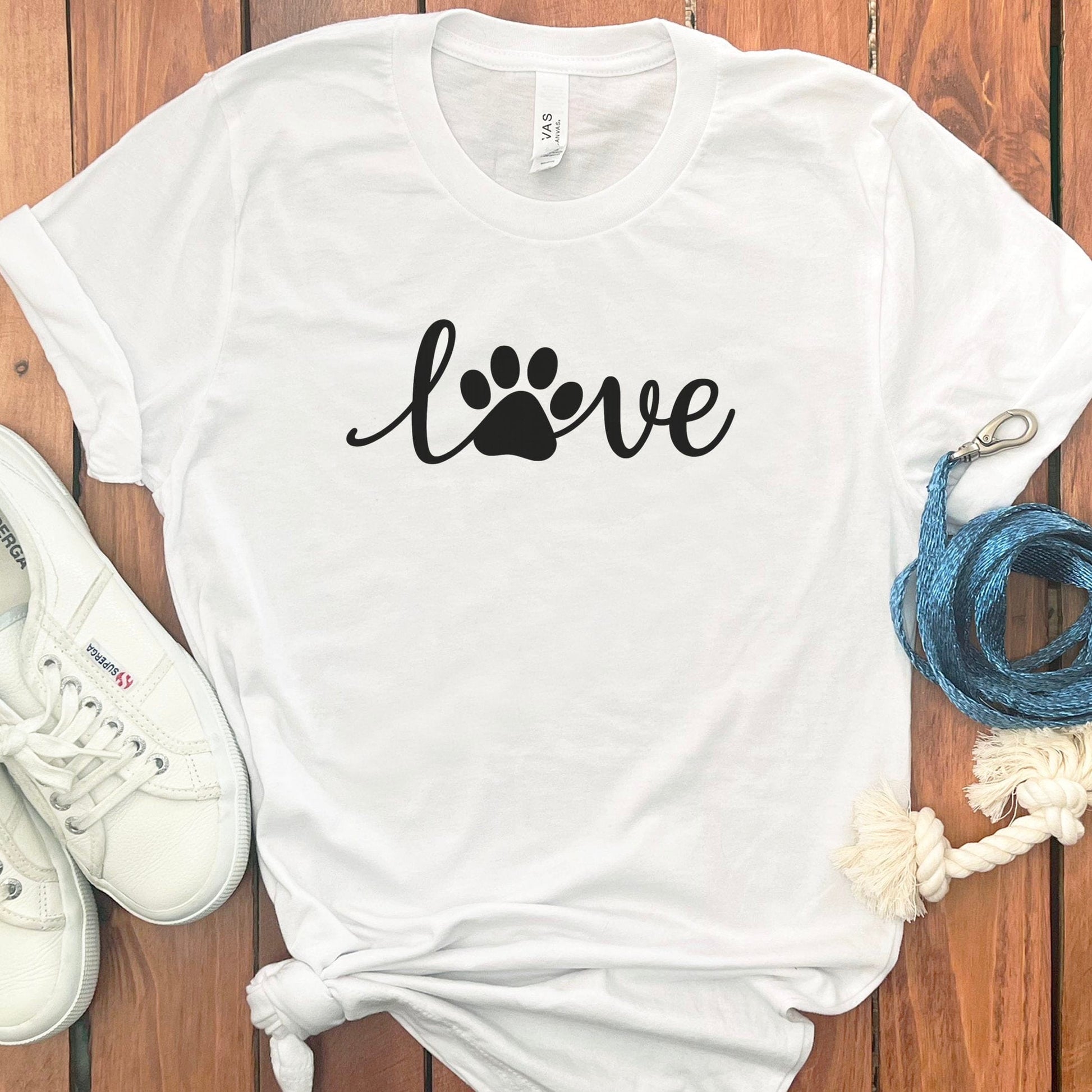 Cute Love Paw Print Graphic White Tee Shirt product