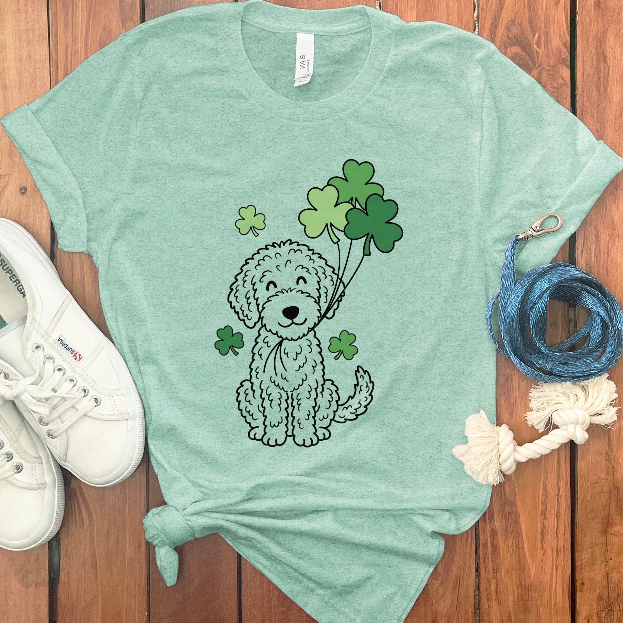 Shamrock Doodle T-Shirt in Heather Mint / S by Puppy Jo