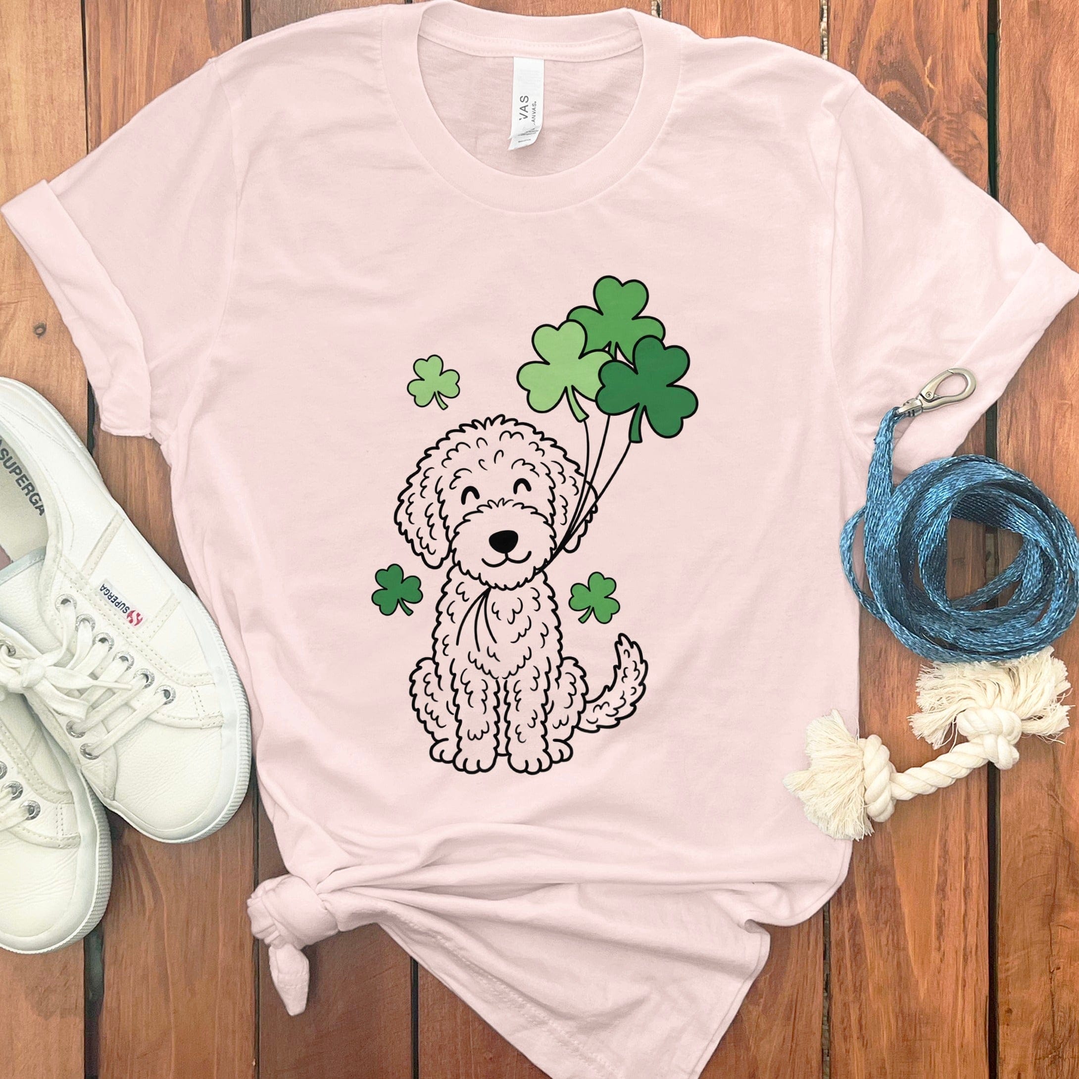 Shamrock Doodle T-Shirt in Soft Pink / S by Puppy Jo