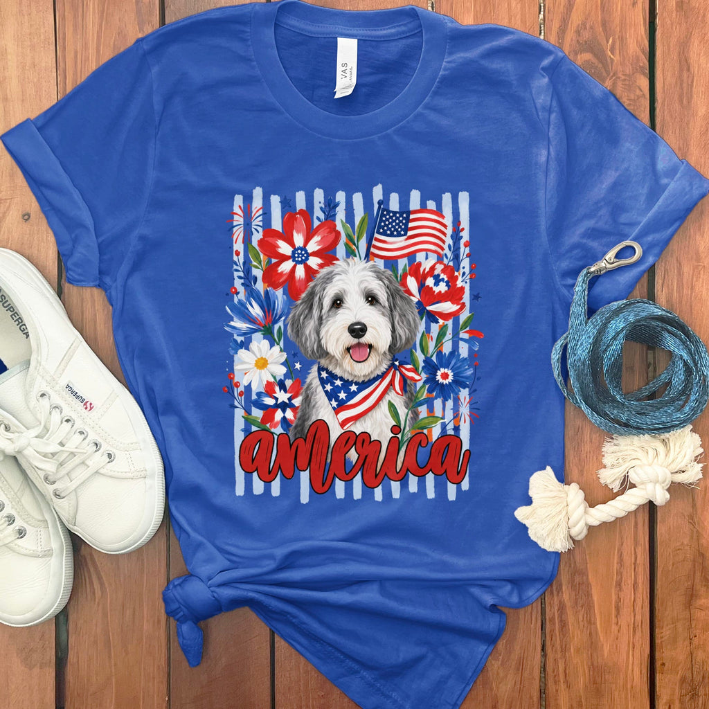 Sheepadoodle America T-Shirt in True Royal / S by Puppy Jo
