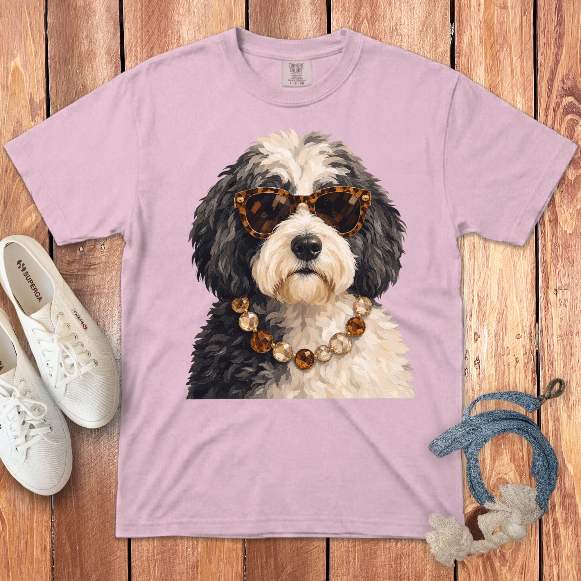 Sheepadoodle Attitude Signature T-Shirt in Blossom / S by Puppy Jo