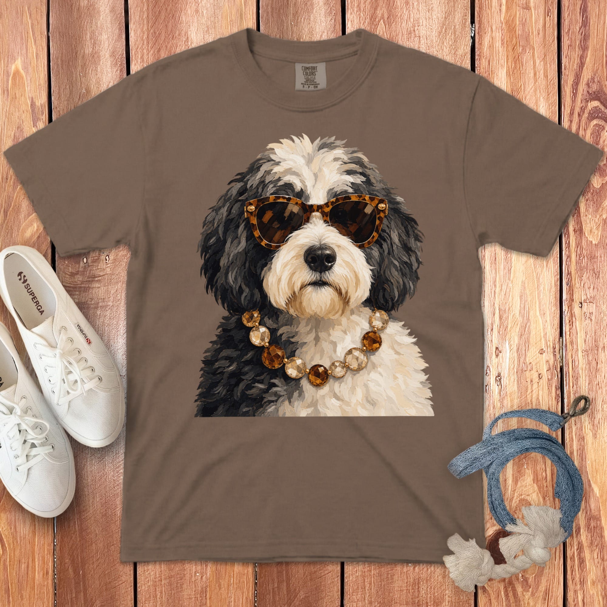 Sheepadoodle Attitude Signature T-Shirt in Espresso / S by Puppy Jo