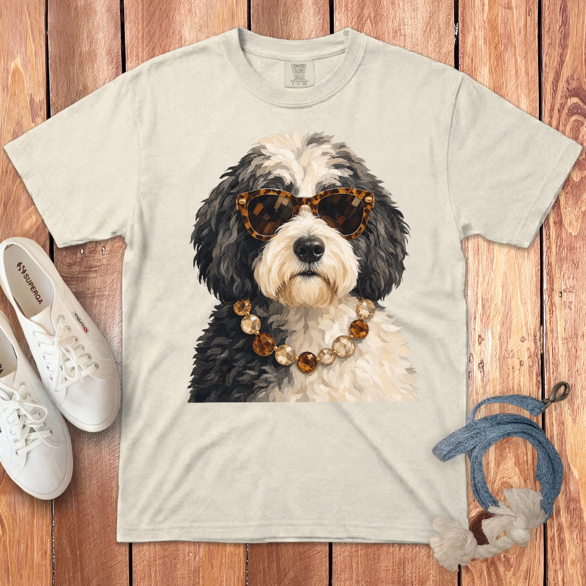 Sheepadoodle Attitude Signature T-Shirt in Ivory / S by Puppy Jo