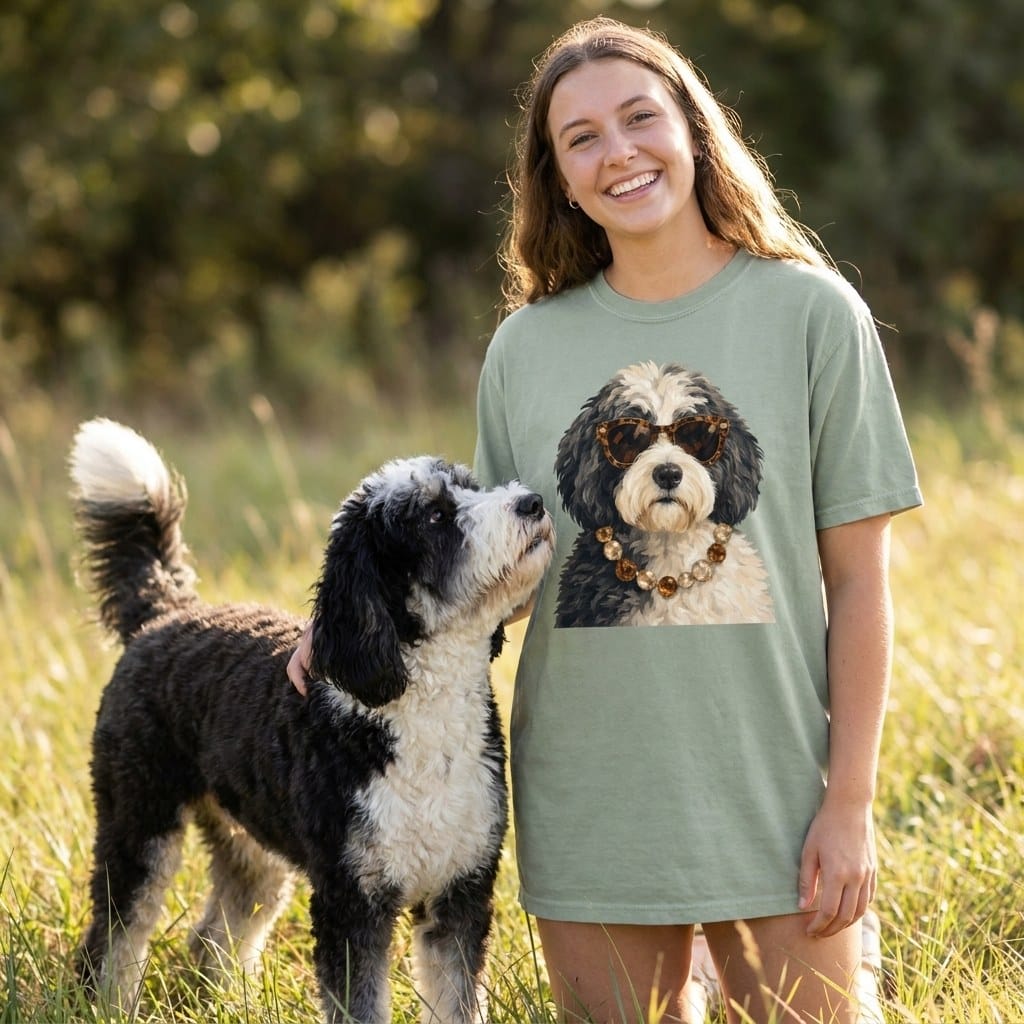 Sheepadoodle Attitude Signature T-Shirt in by Puppy Jo