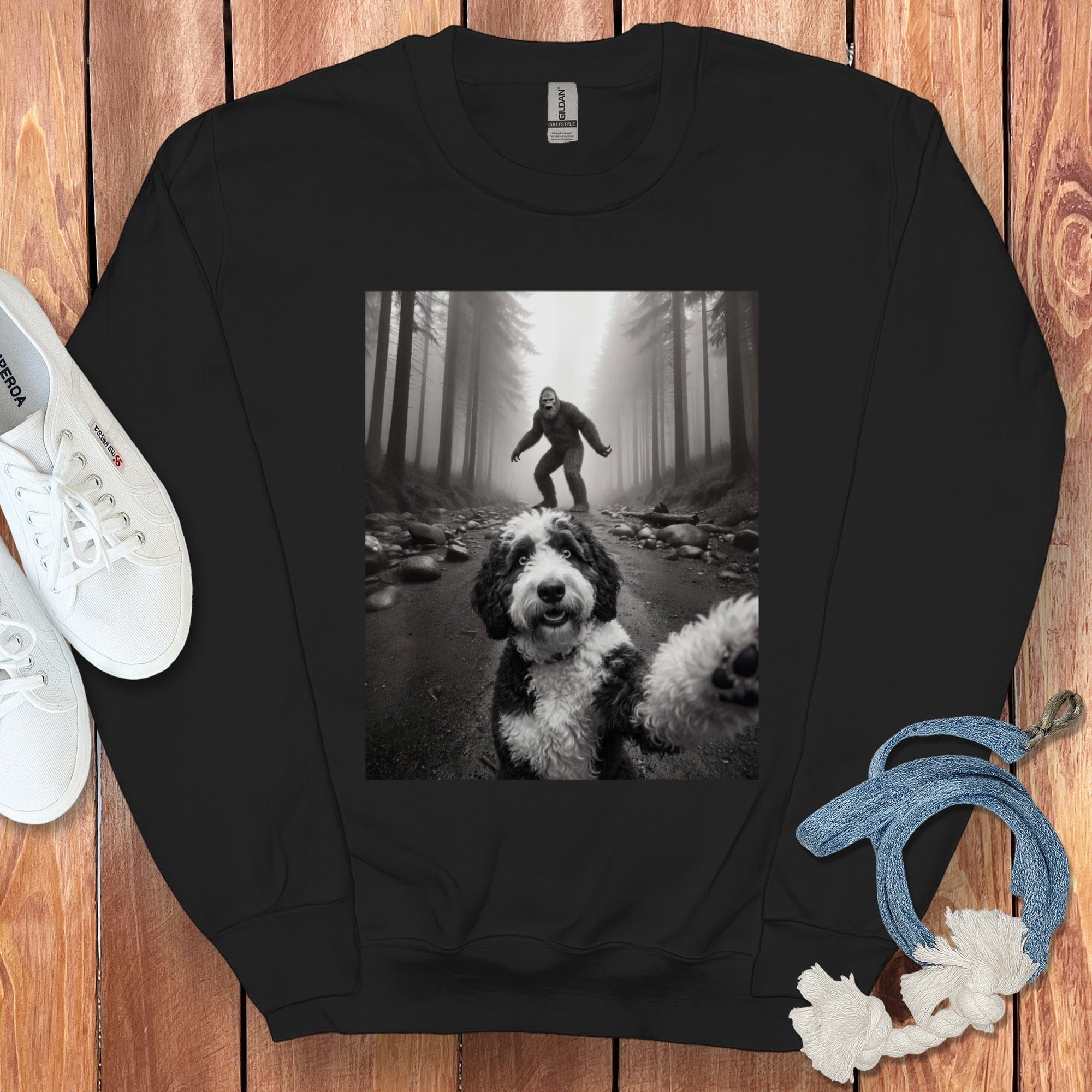 Sheepadoodle Bigfoot Sweatshirt in Black / S by Puppy Jo