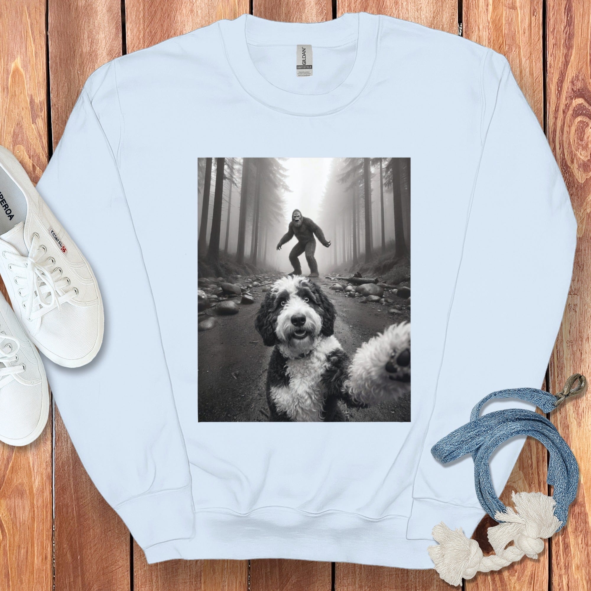 Sheepadoodle Bigfoot Sweatshirt in Light Blue / S by Puppy Jo