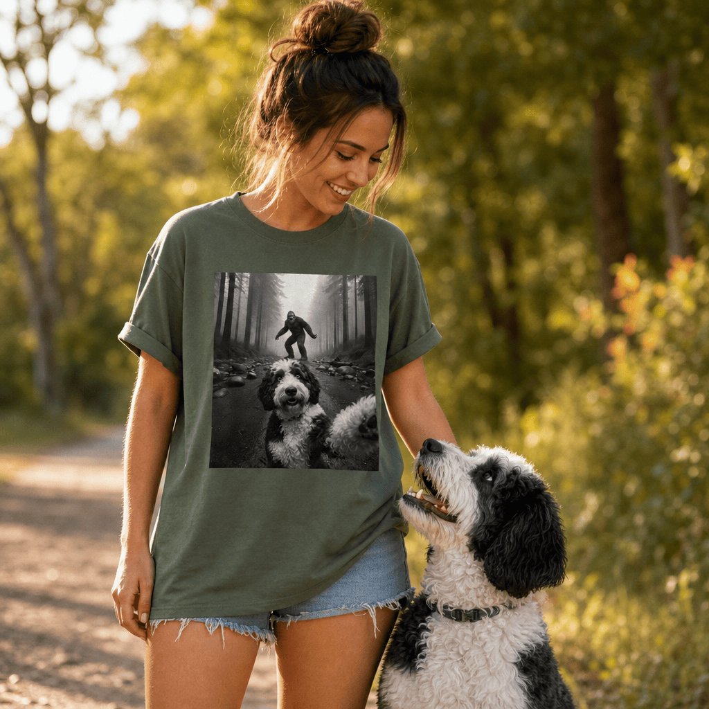 Sheepadoodle Bigfoot T-Shirt in by Puppy Jo