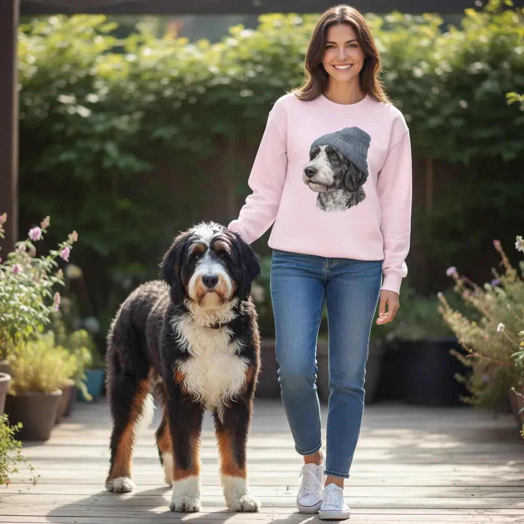 Sheepadoodle Blue Cap Sweatshirt in by Puppy Jo