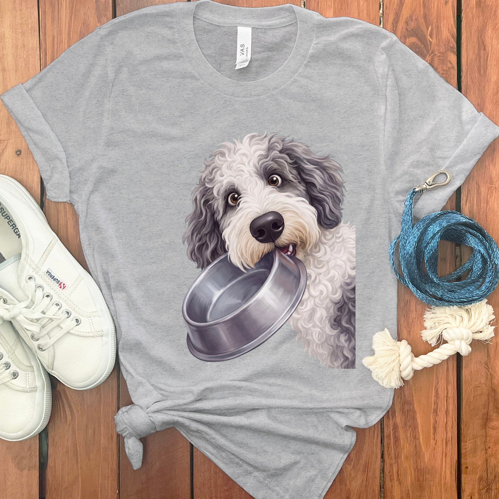 Sheepadoodle Bowl T-Shirt in Athletic Heather / S by Puppy Jo