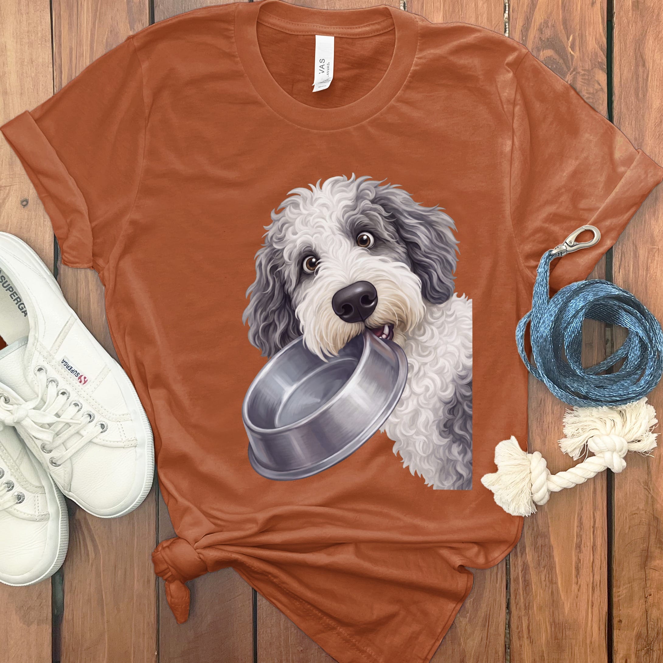 Sheepadoodle Bowl T-Shirt in Autumn / S by Puppy Jo