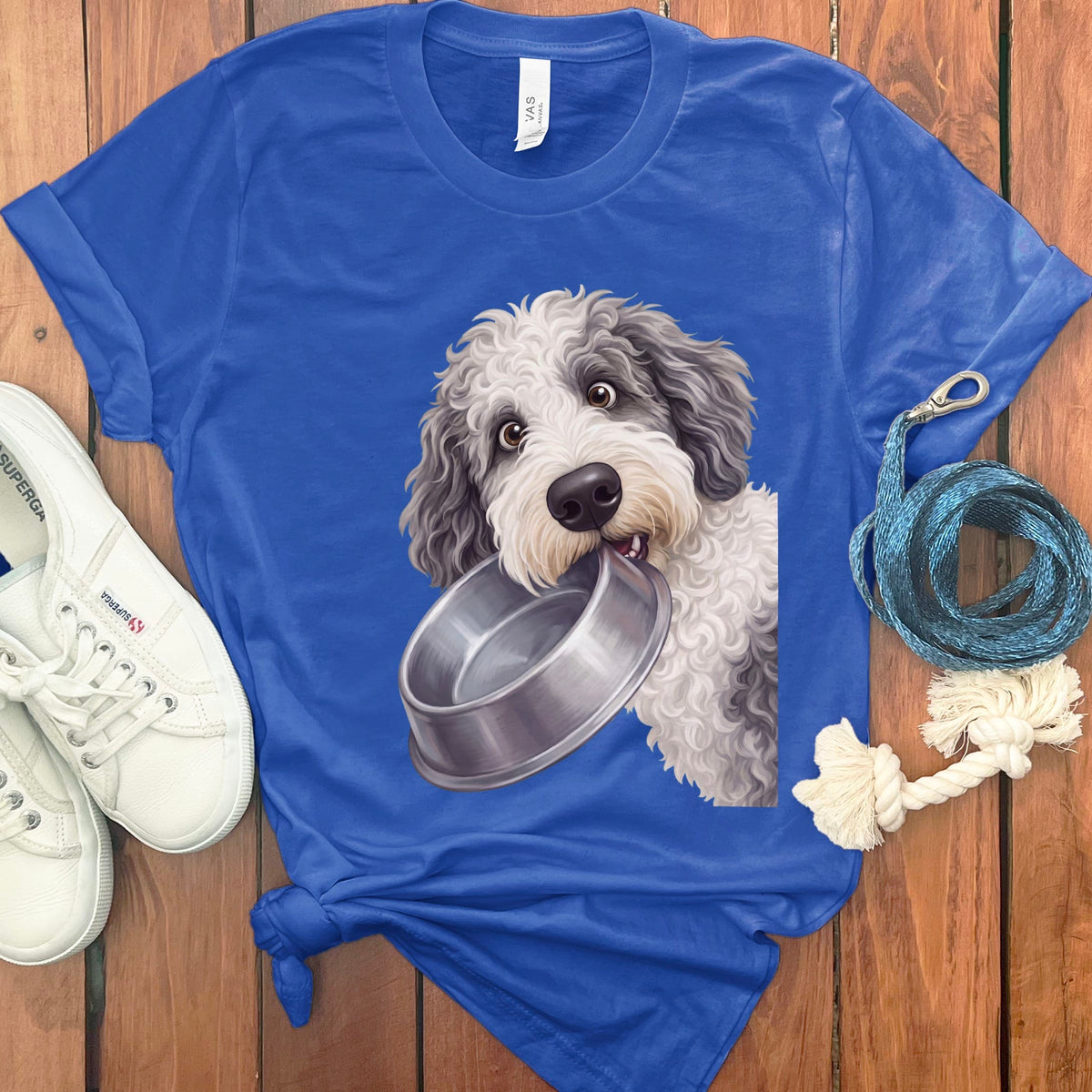 Sheepadoodle Bowl T-Shirt in True Royal / S by Puppy Jo