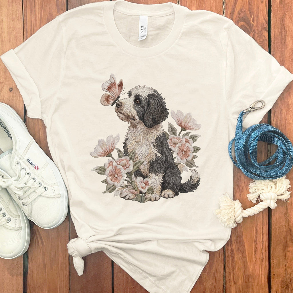 Sheepadoodle Butterfly Kiss T-Shirt in Natural / M by Puppy Jo