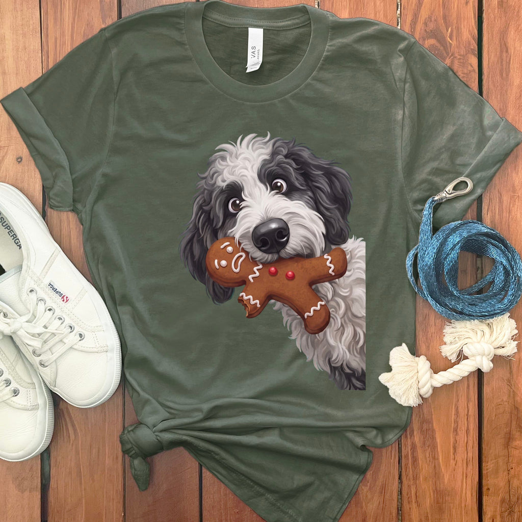 Sheepadoodle Cookie Thief T-Shirt in Military Green / S by Puppy Jo