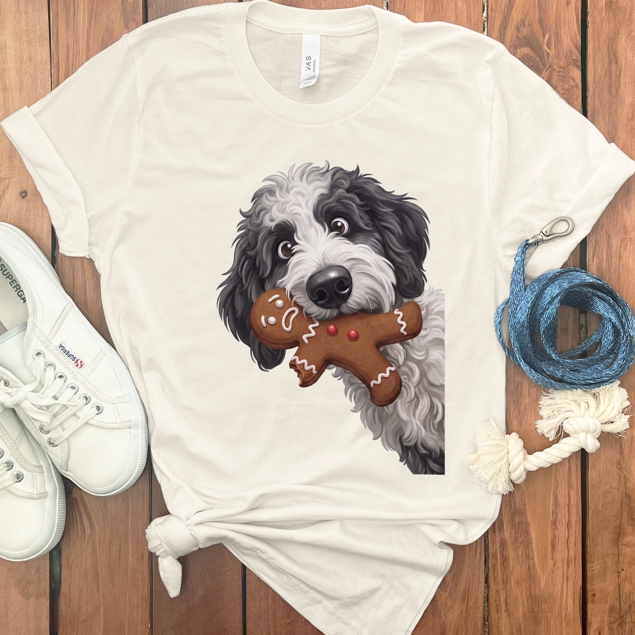 Sheepadoodle Cookie Thief T-Shirt in Natural / S by Puppy Jo