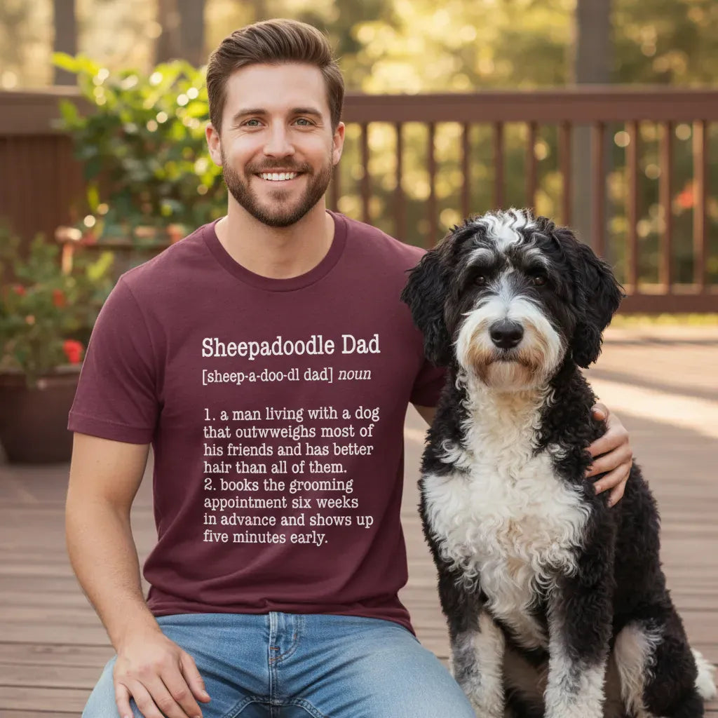 Sheepadoodle Dad Dictionary T-Shirt in by Puppy Jo