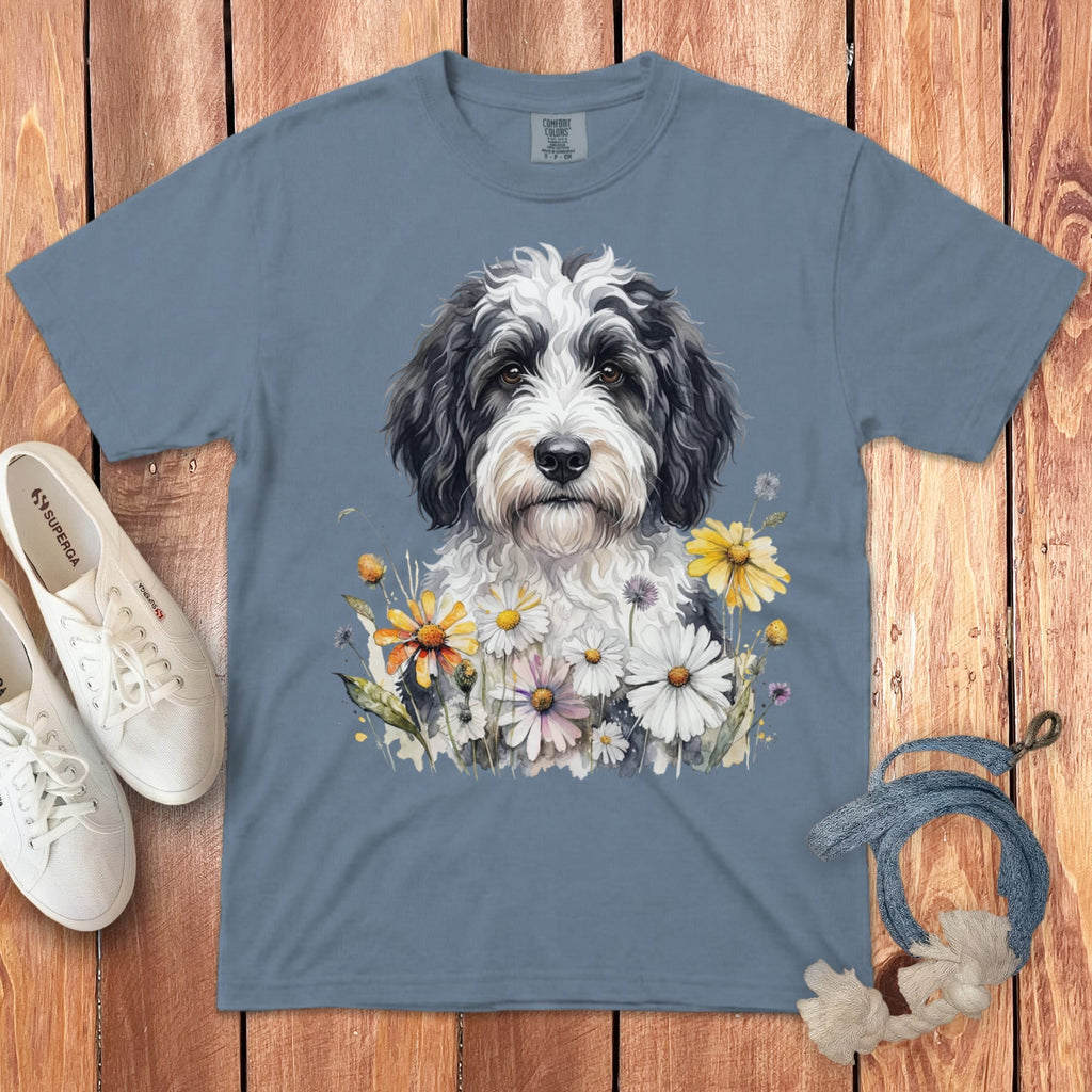 Sheepadoodle Daisy Signature T-Shirt in Blue Jean / S by Puppy Jo
