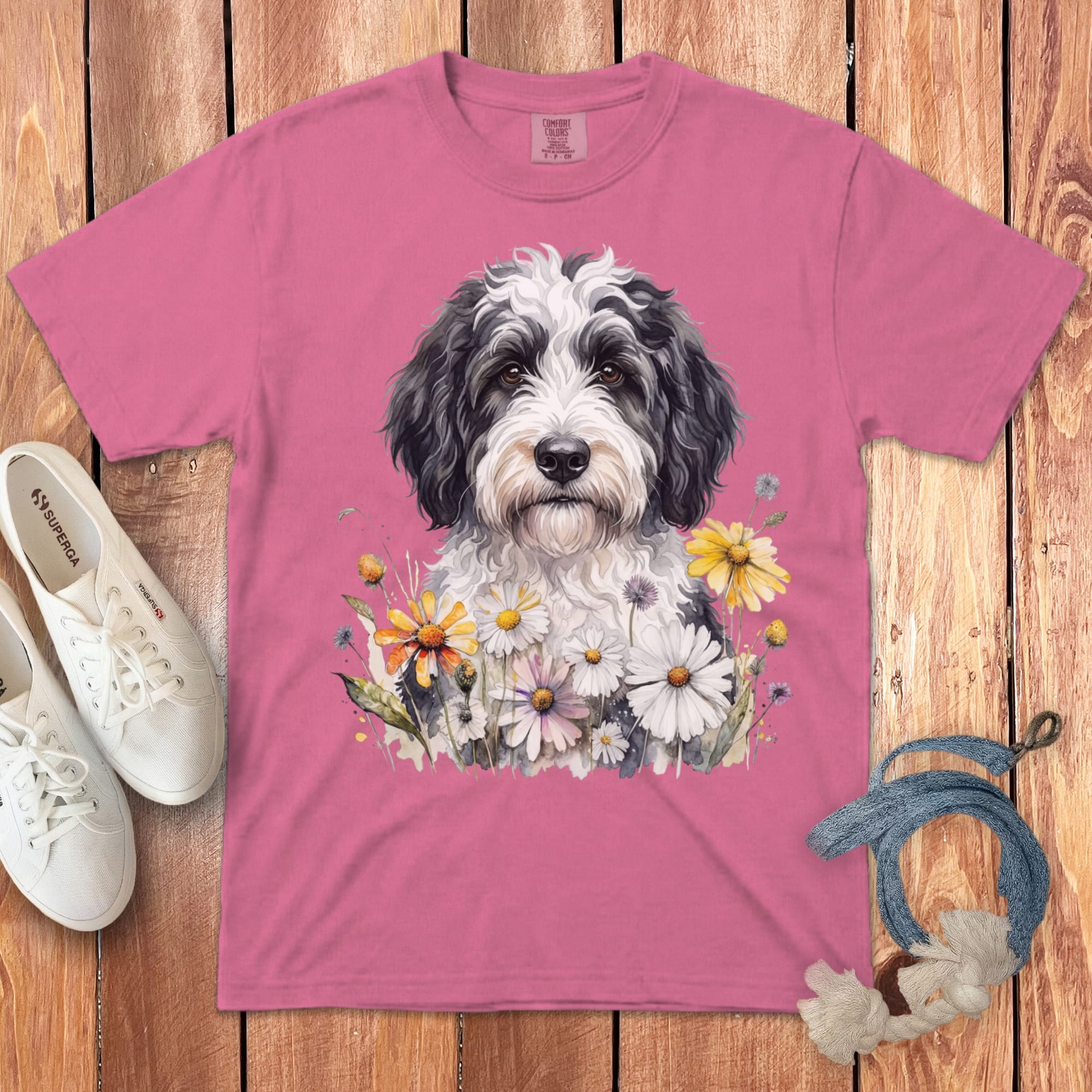 Sheepadoodle Daisy Signature T-Shirt in Crunchberry / S by Puppy Jo
