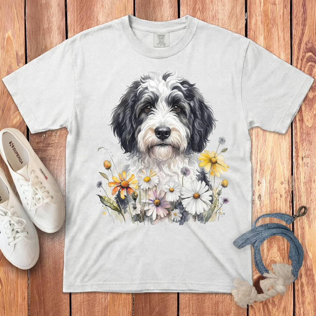 Sheepadoodle Daisy Signature T-Shirt in White / S by Puppy Jo