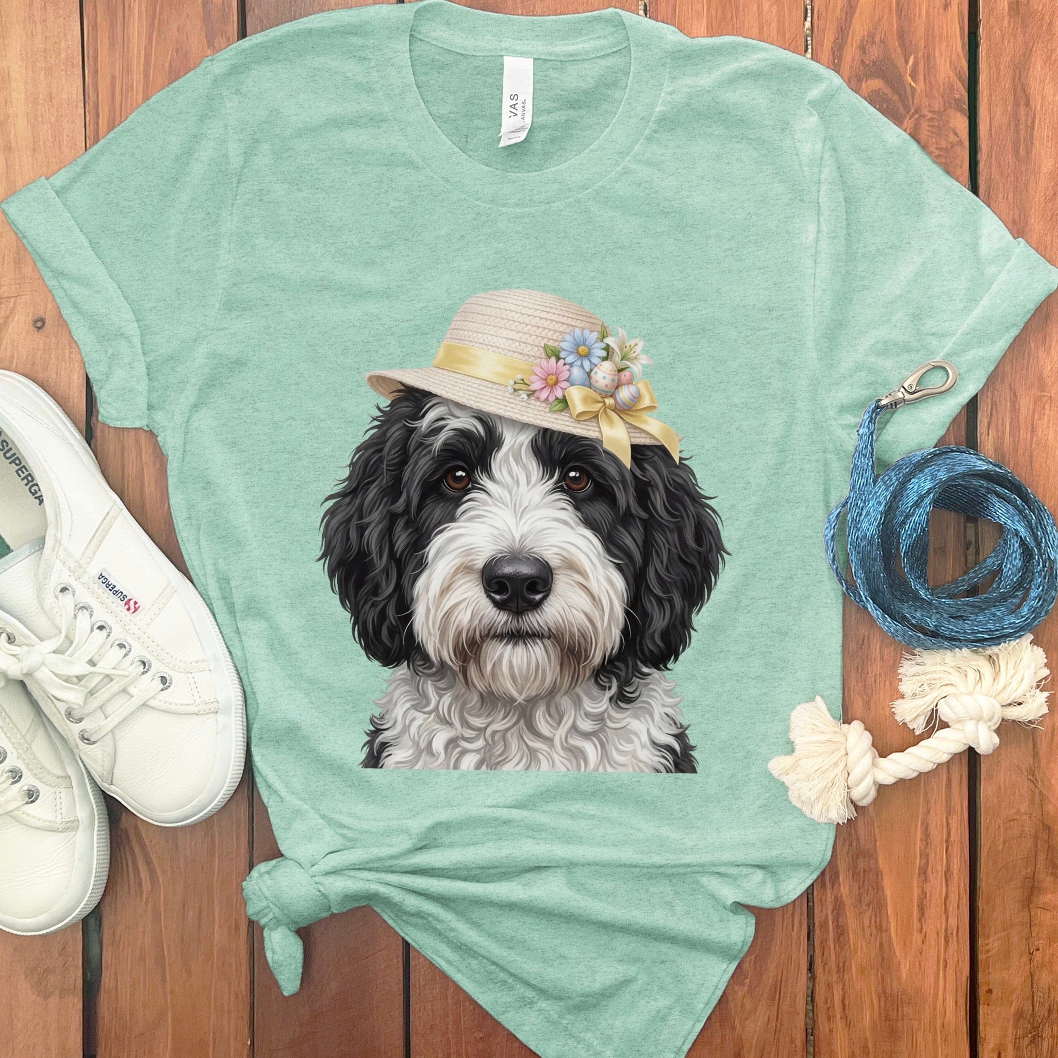 Sheepadoodle Easter T-Shirt in Heather Mint / M by Puppy Jo