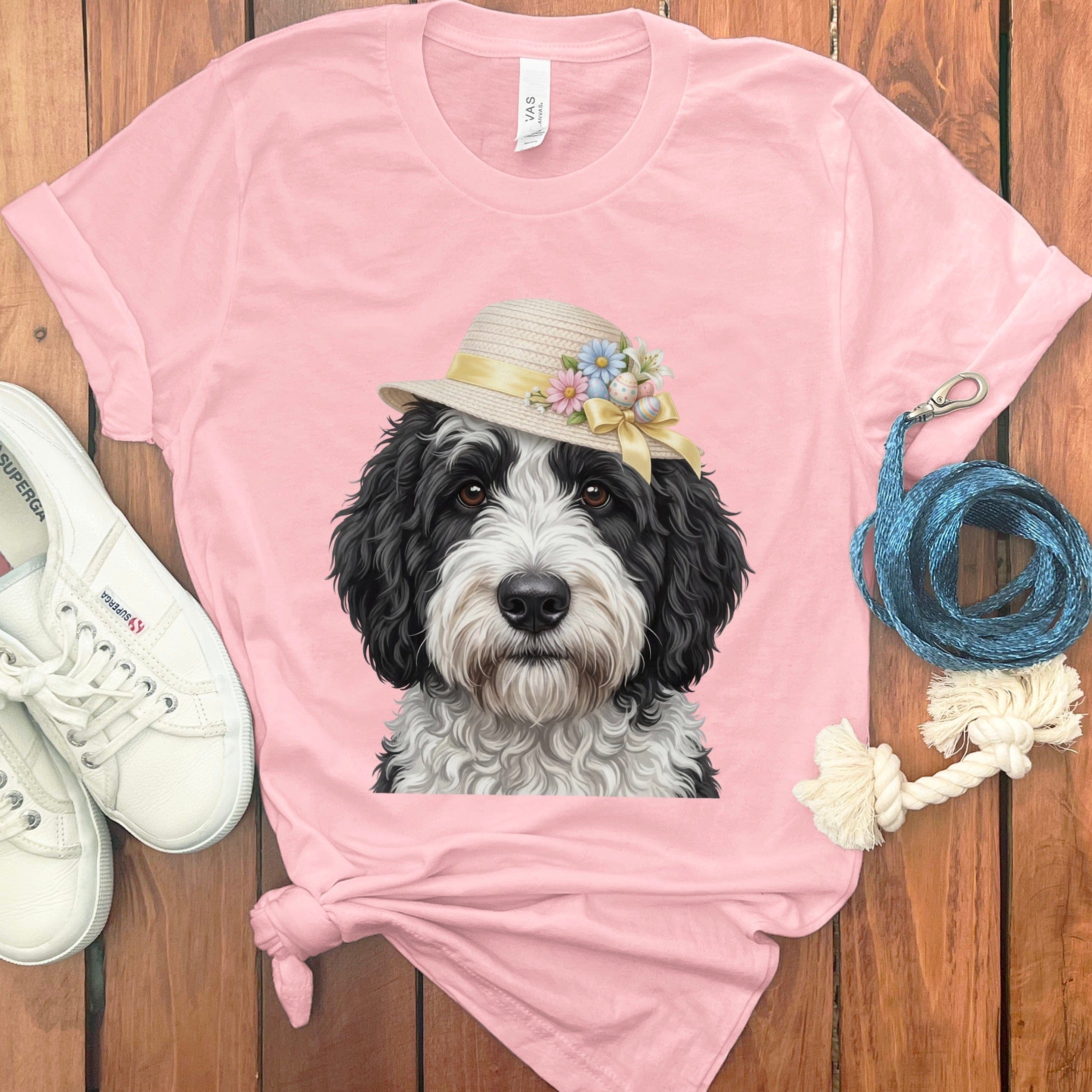 Sheepadoodle Easter T-Shirt in Pink / M by Puppy Jo