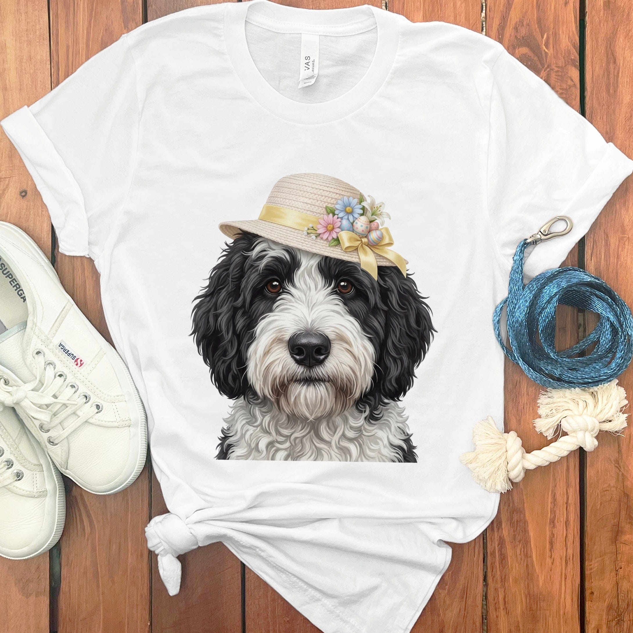 Sheepadoodle Easter T-Shirt in White / M by Puppy Jo