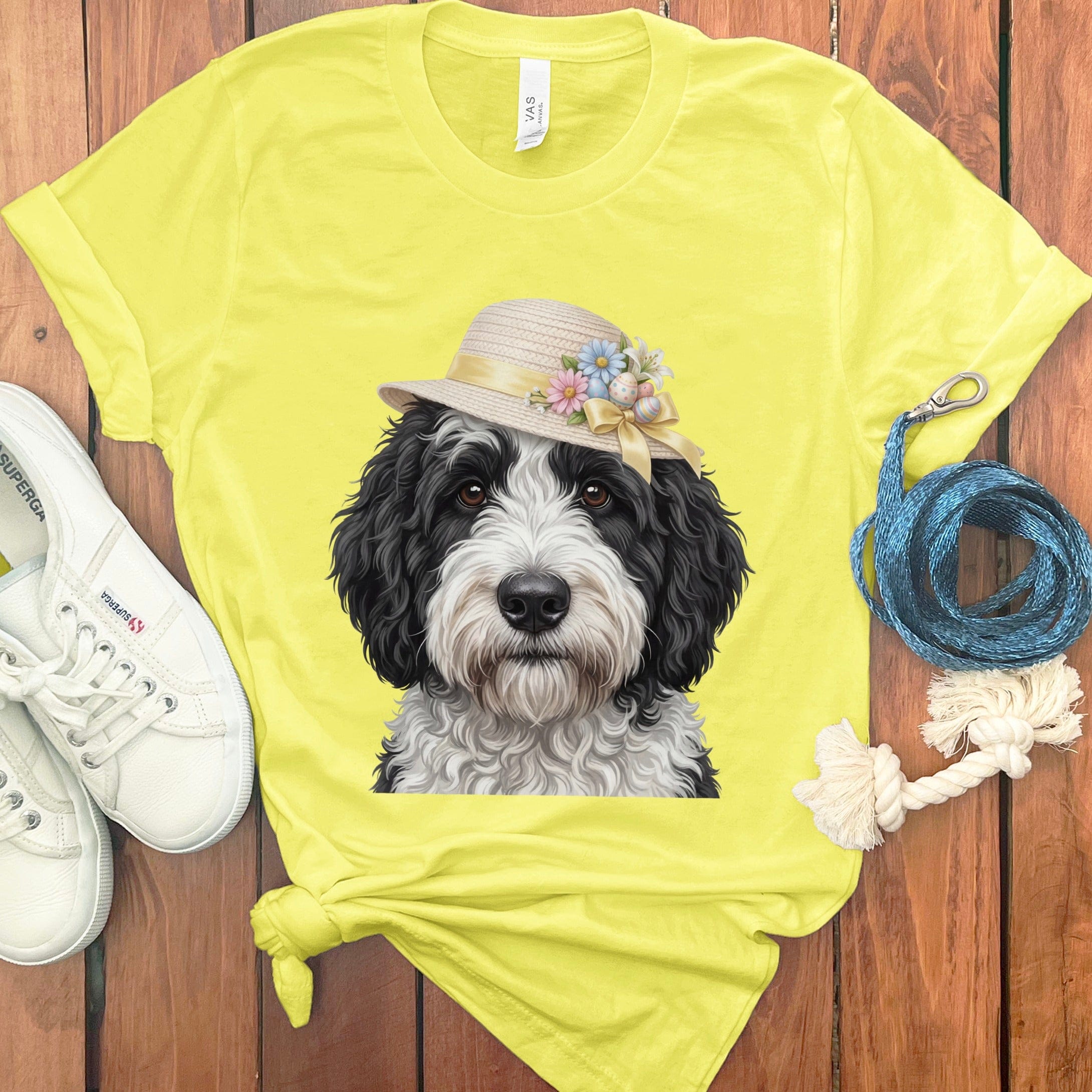 Sheepadoodle Easter T-Shirt in Yellow / M by Puppy Jo