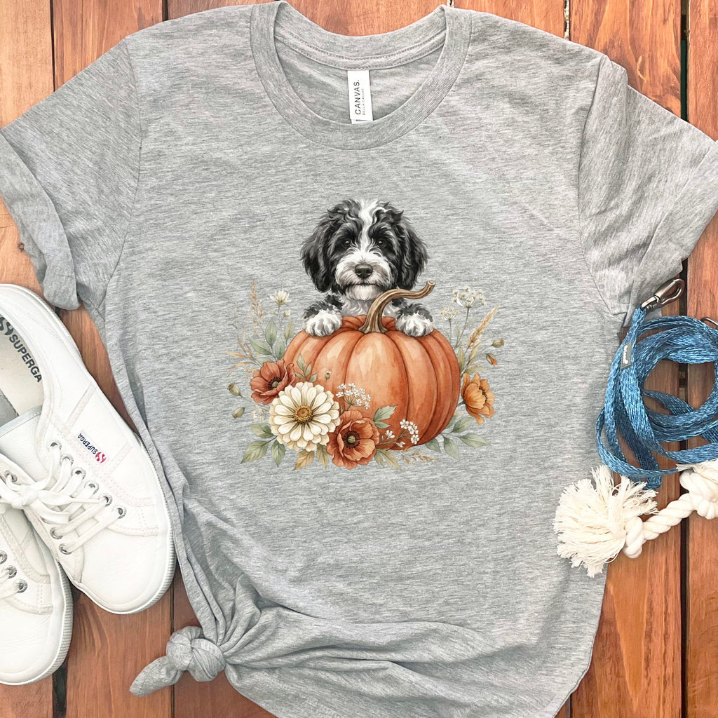 Sheepadoodle Fall T-Shirt in Athletic Heather / S by Puppy Jo