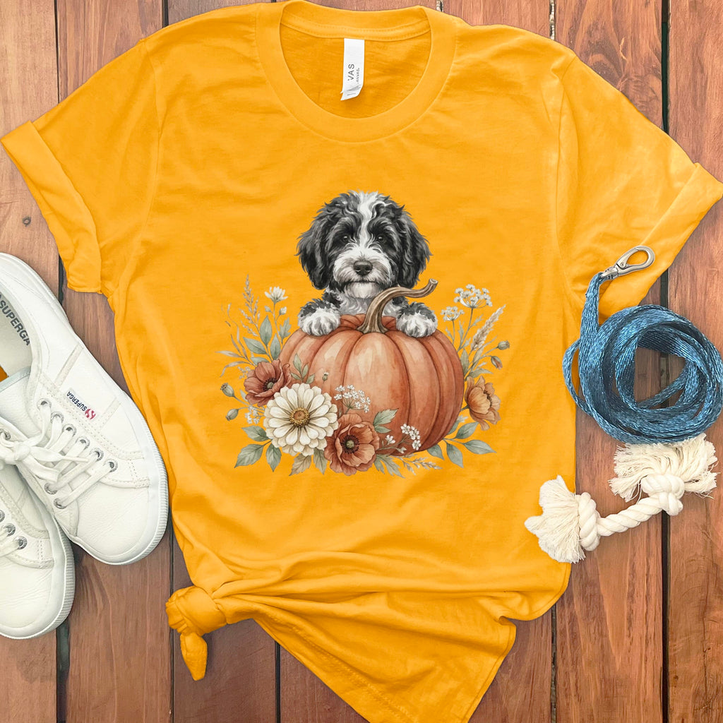 Sheepadoodle Fall T-Shirt in Gold / S by Puppy Jo