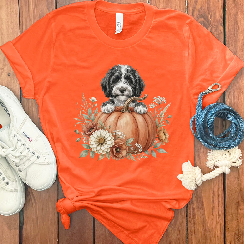 Sheepadoodle Fall T-Shirt in Orange / S by Puppy Jo