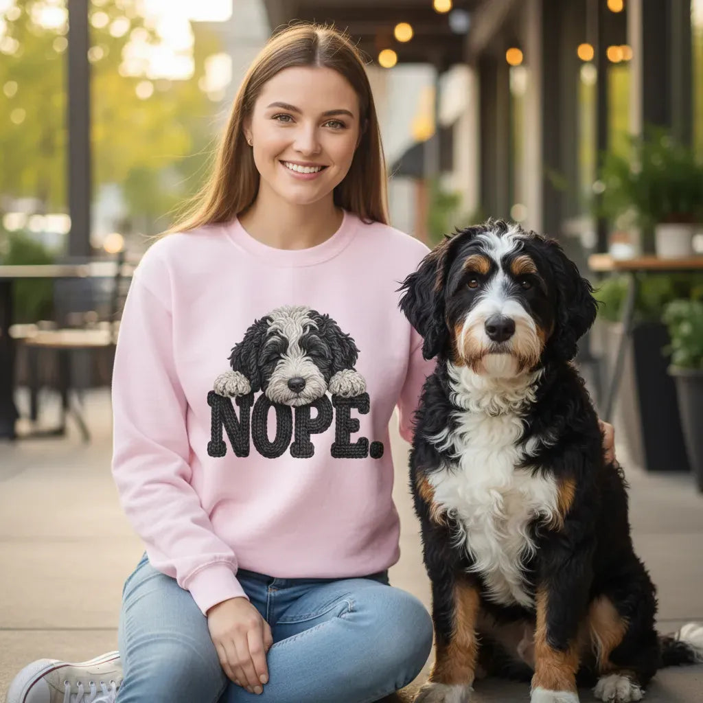 Sheepadoodle Faux Yarn Nope Sweatshirt in by Puppy Jo