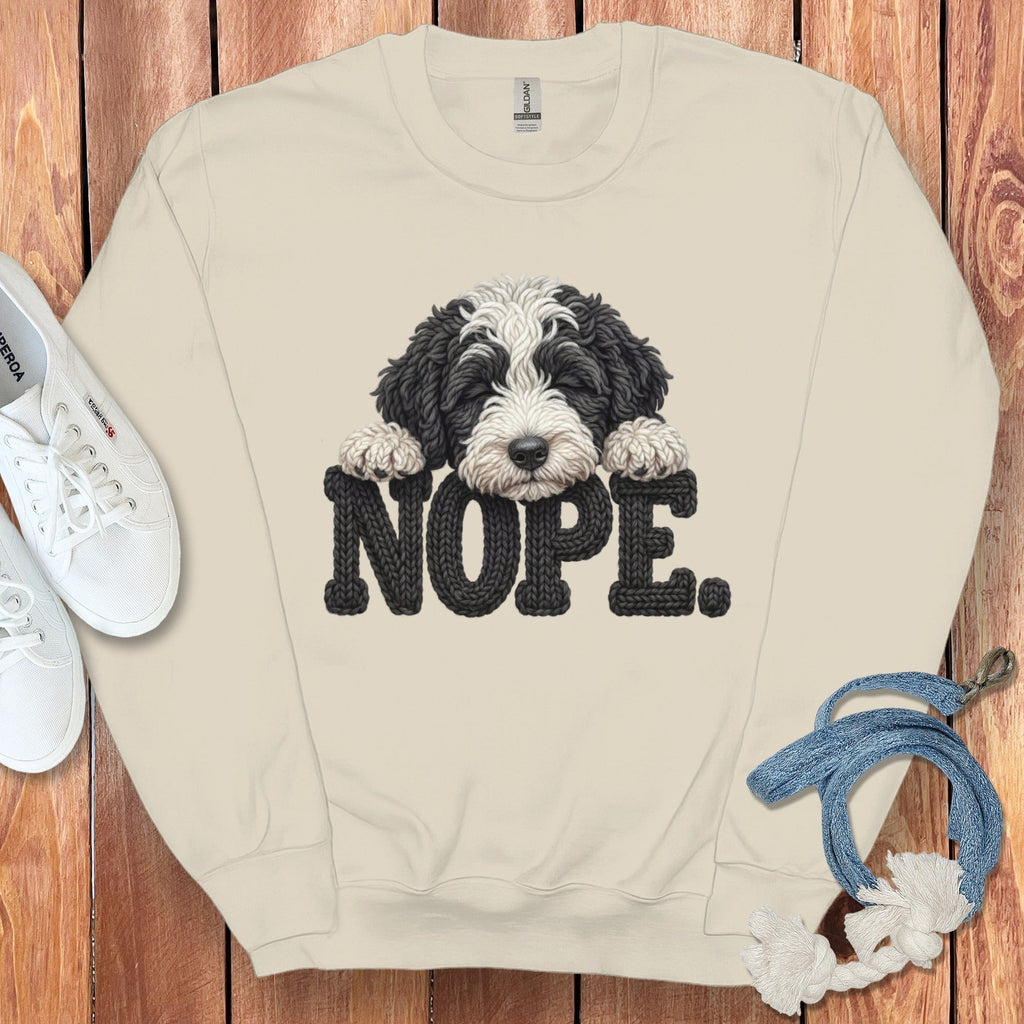Sheepadoodle Faux Yarn Nope Sweatshirt in Sand / S by Puppy Jo
