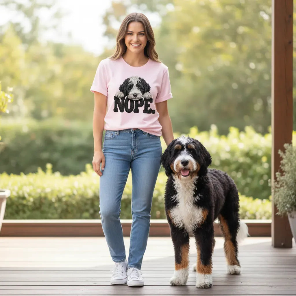 Sheepadoodle Faux Yarn Nope T-Shirt in by Puppy Jo
