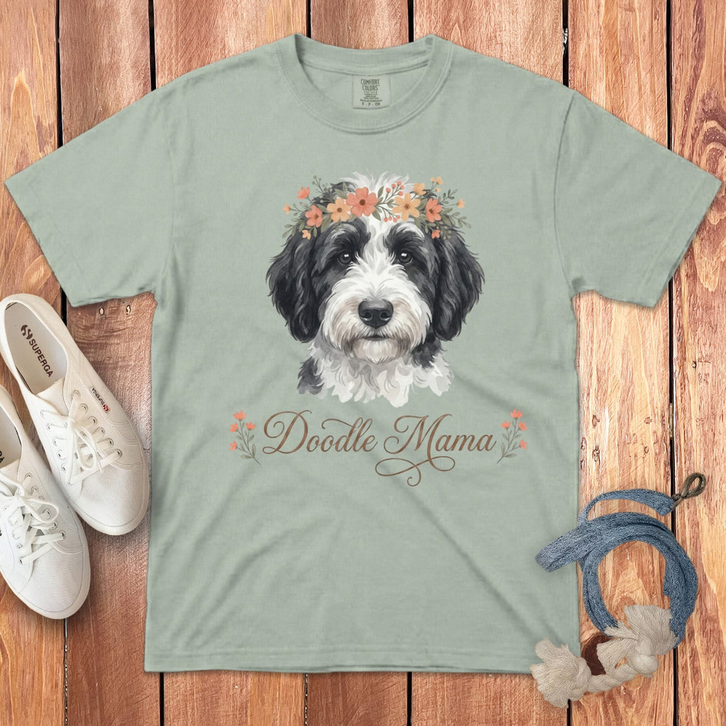 Sheepadoodle Floral Crown Signature T-Shirt in Bay / S by Puppy Jo
