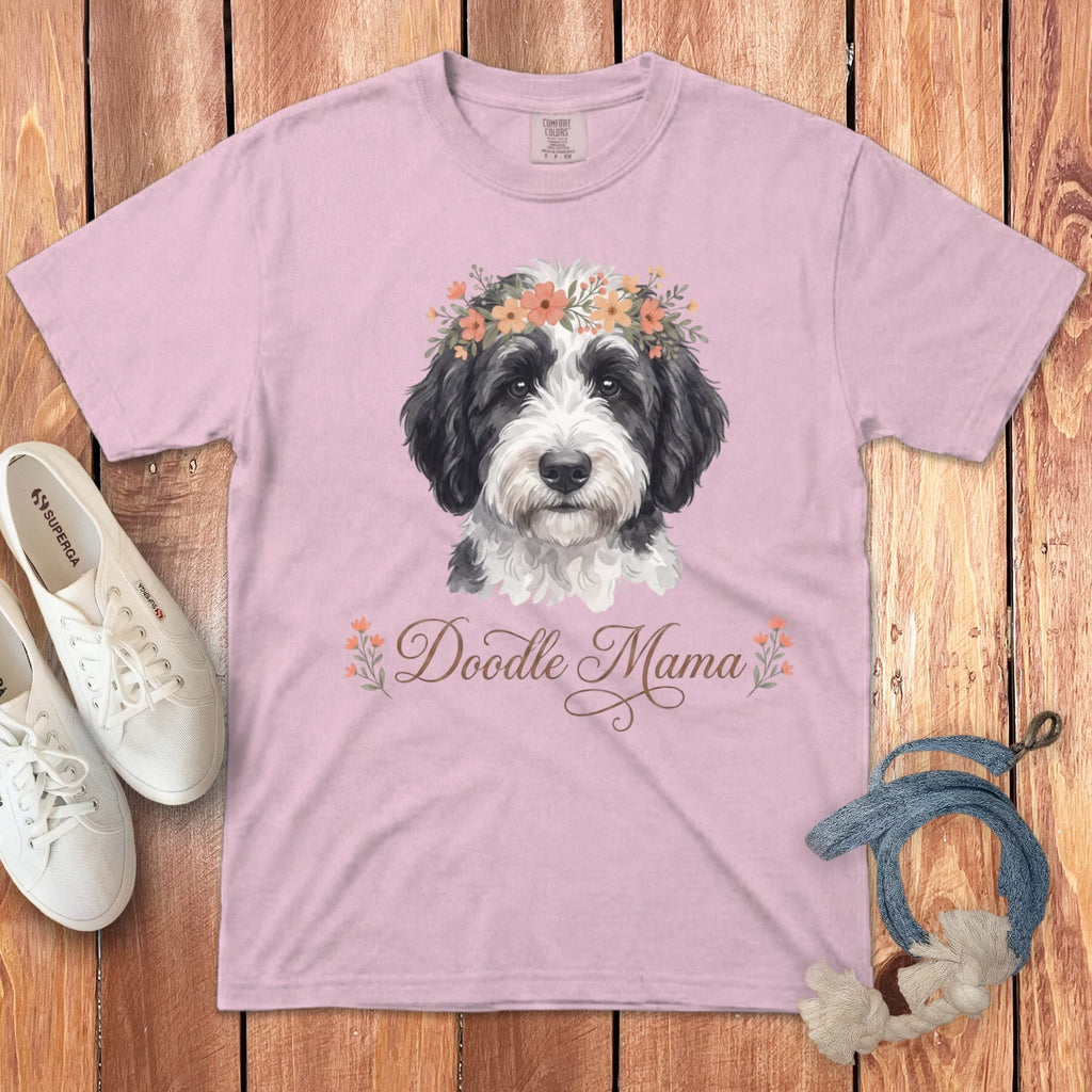 Sheepadoodle Floral Crown Signature T-Shirt in Blossom / S by Puppy Jo