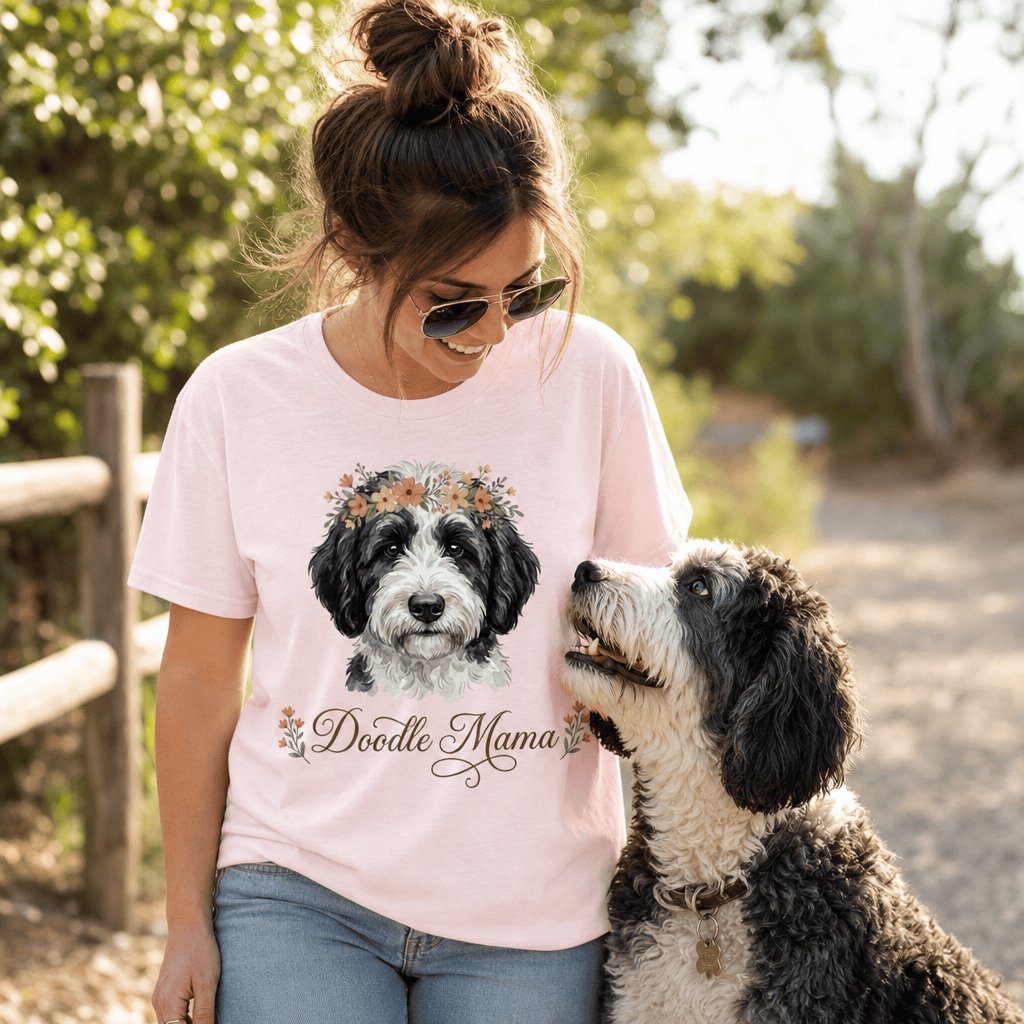 Sheepadoodle Floral Crown T-Shirt in by Puppy Jo