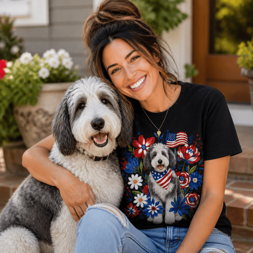 Sheepadoodle Floral Spirit T-Shirt in by Puppy Jo
